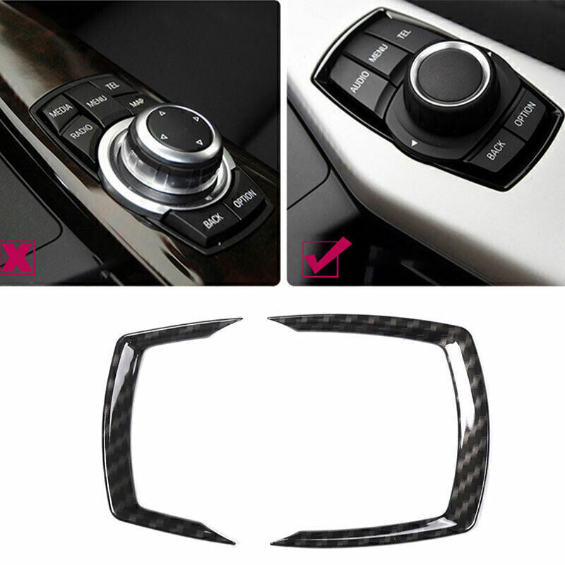 for BMW X1 X2 F48 2016-2022 Carbon Fiber Center Console Multimedia Frame Trim 2P