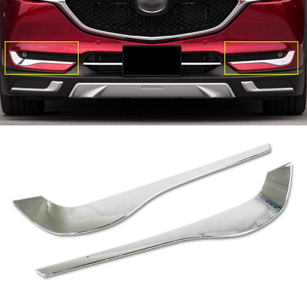 Front Fog Light Lamp Eyebrow Eyelid Trim Chrome Fit for Mazda CX-5 2017 2018 2019-20
