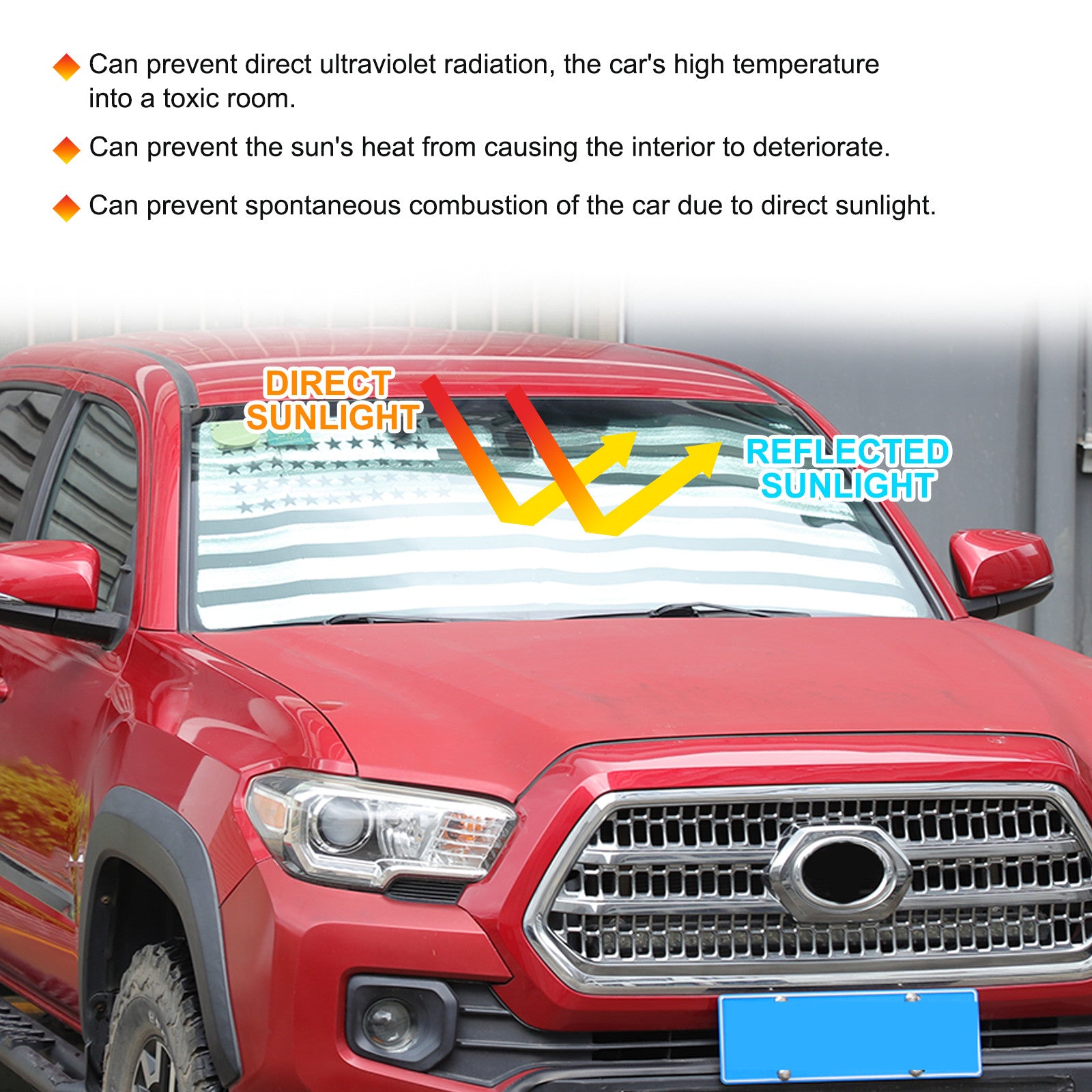 American Flag Windshield Sunshade UV Block Cover for Toyota Tacoma 2016-2022 1X