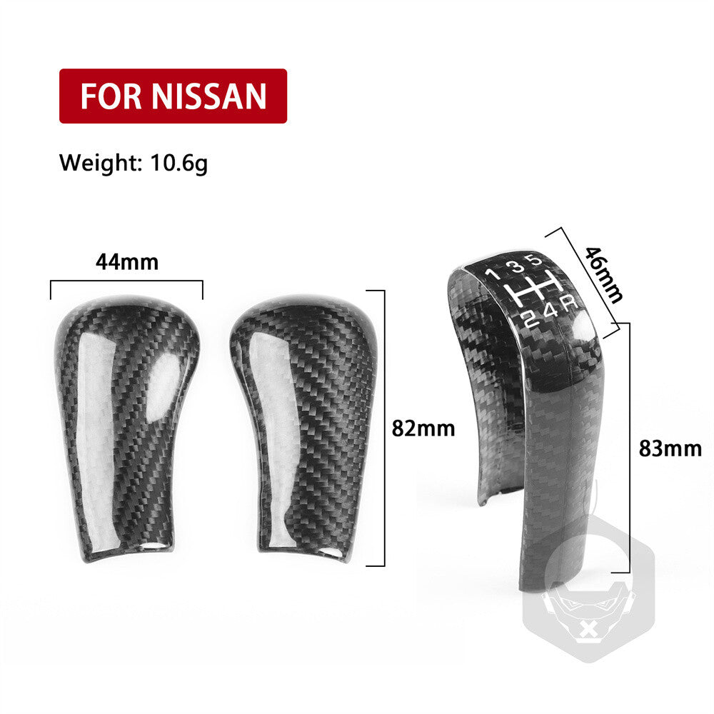 3Pcs Real Carbon Fiber Gear Shift Knob Panel Set Trim for Nissan GTR R32 R33 R34