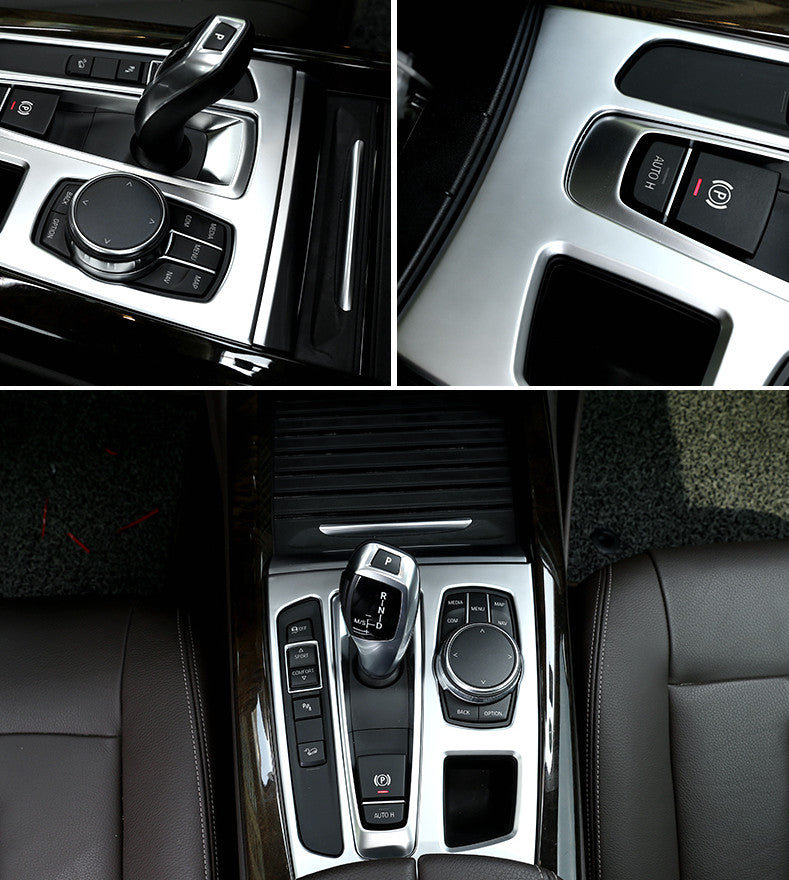Central Console Gear Shift Cover Trim for BMW X5 X6 F15 F16 2014-18 Matte Silver