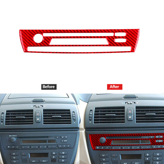 Red Carbon Fiber CD Console Trim Type A for BMW X3 2004-2010