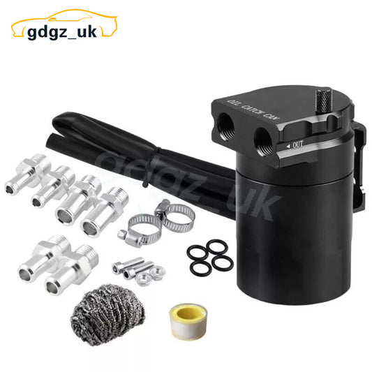 Black Universal Car 350ml Oil Catch Can Tank Aluminum Polish Baffled Reservoir