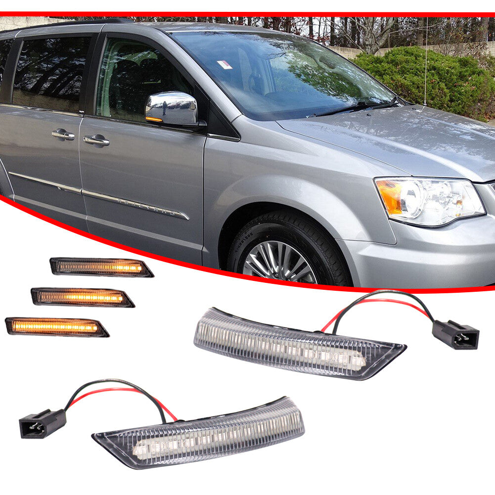 Suitable for 08-16 for Chrysler Town Country Dynamic Amber LED Side Mirror Marker Lights (2x)