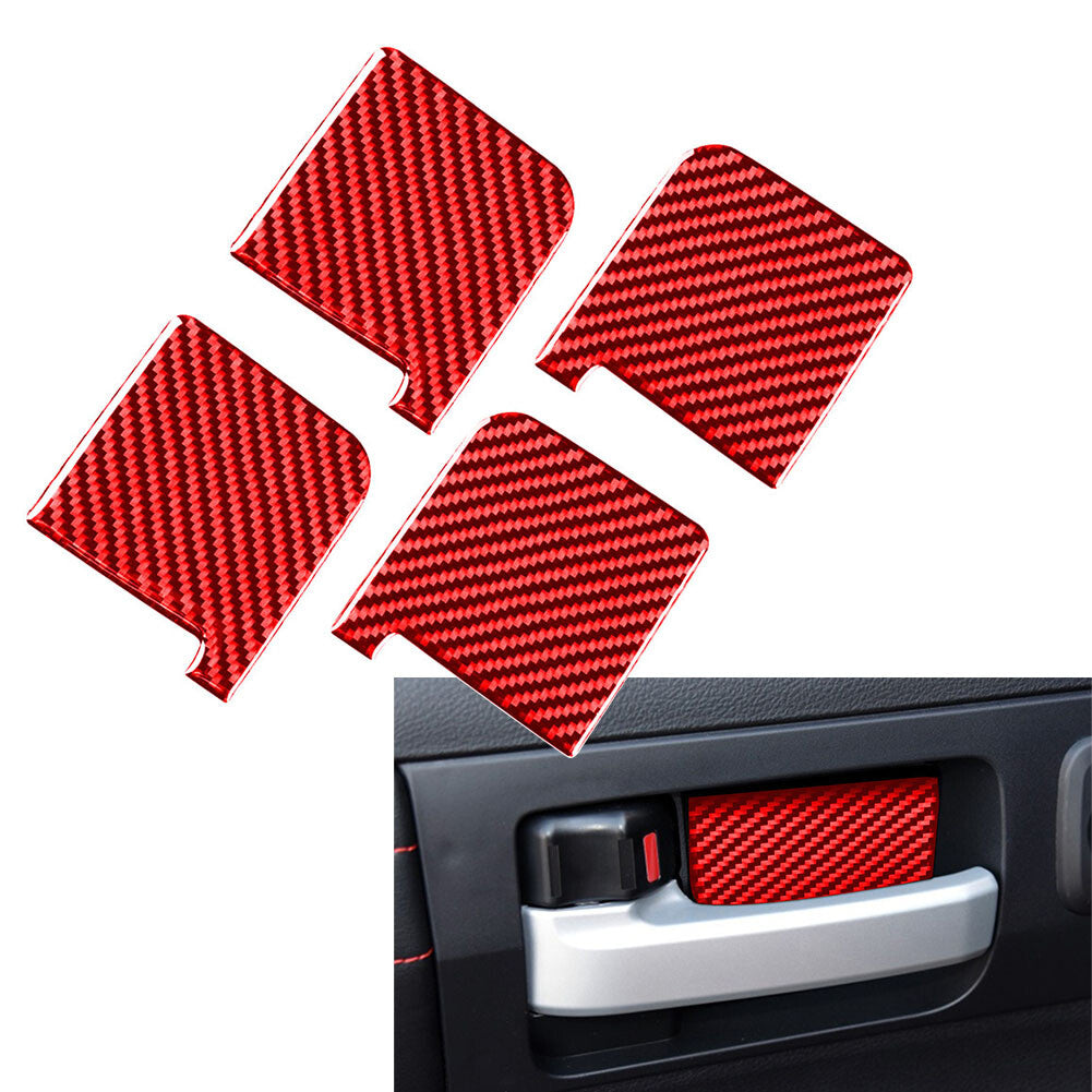 Inner Door Handle Bowl Cover Trim Fit for Toyota Tundra 2014-2021 Carbon Fiber Red