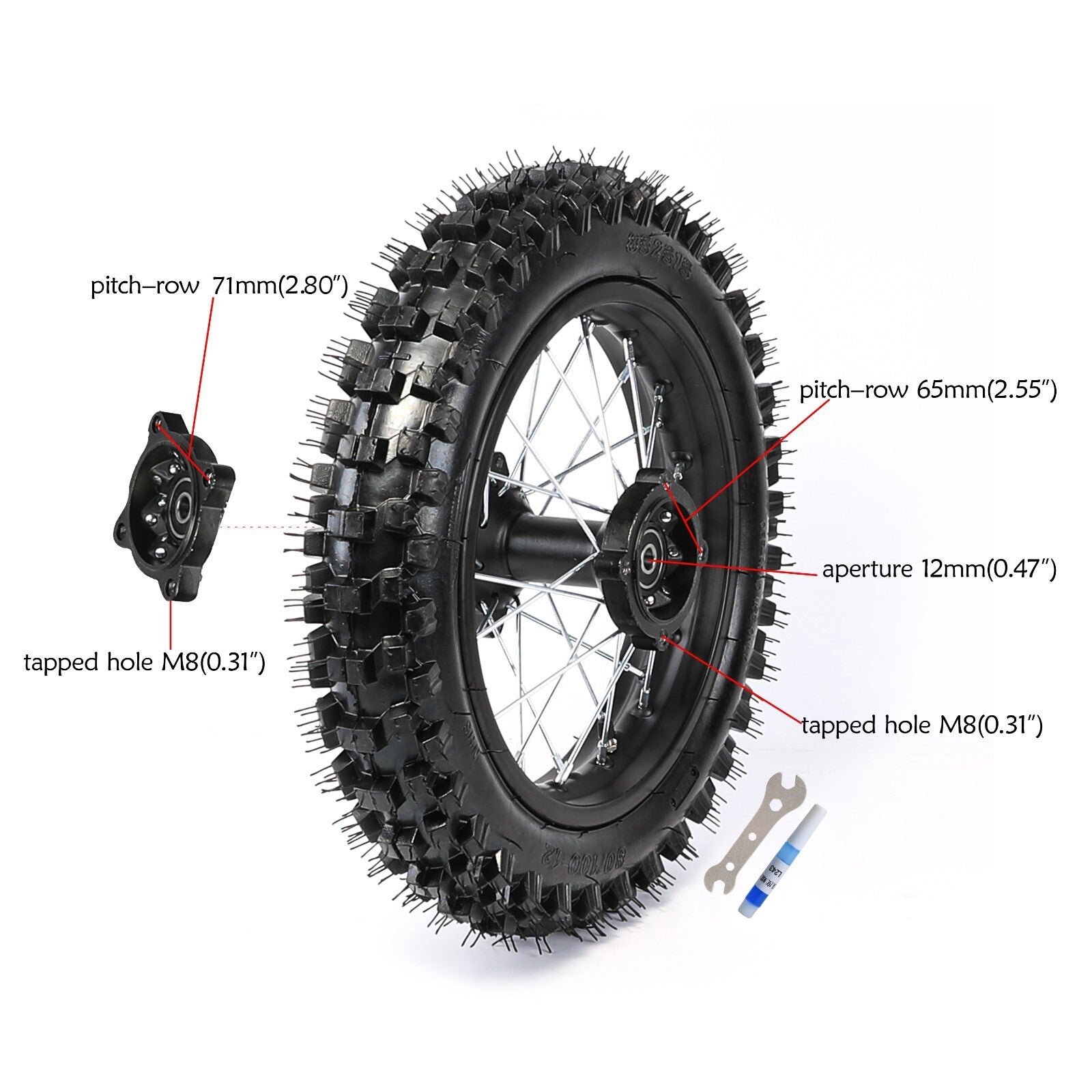 12-inch rear wheel swingarm kit, 80/100-12 tires, rim grooves, bicycle SSR 110cc 125cc CRF70