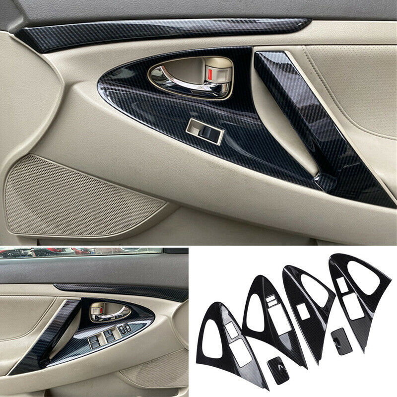 for Toyota for Camry 2007-11 Carbon Fiber ABS Window Lift Panel Switch Cover Trim 6x