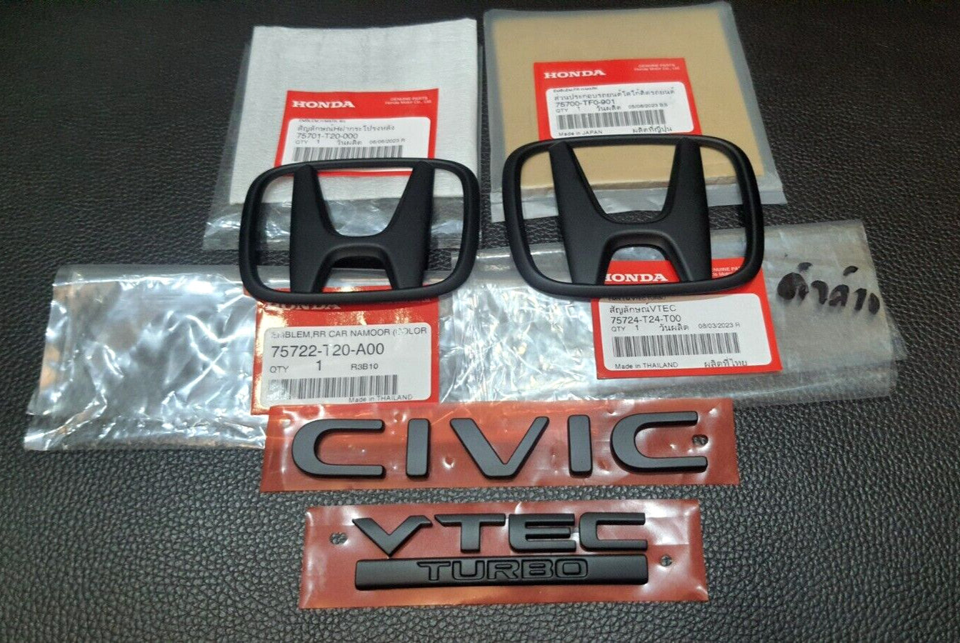 set of black H for CIVIC FE turbo logo embroidered badges for rear for Honda for CIVIC FE 21-23