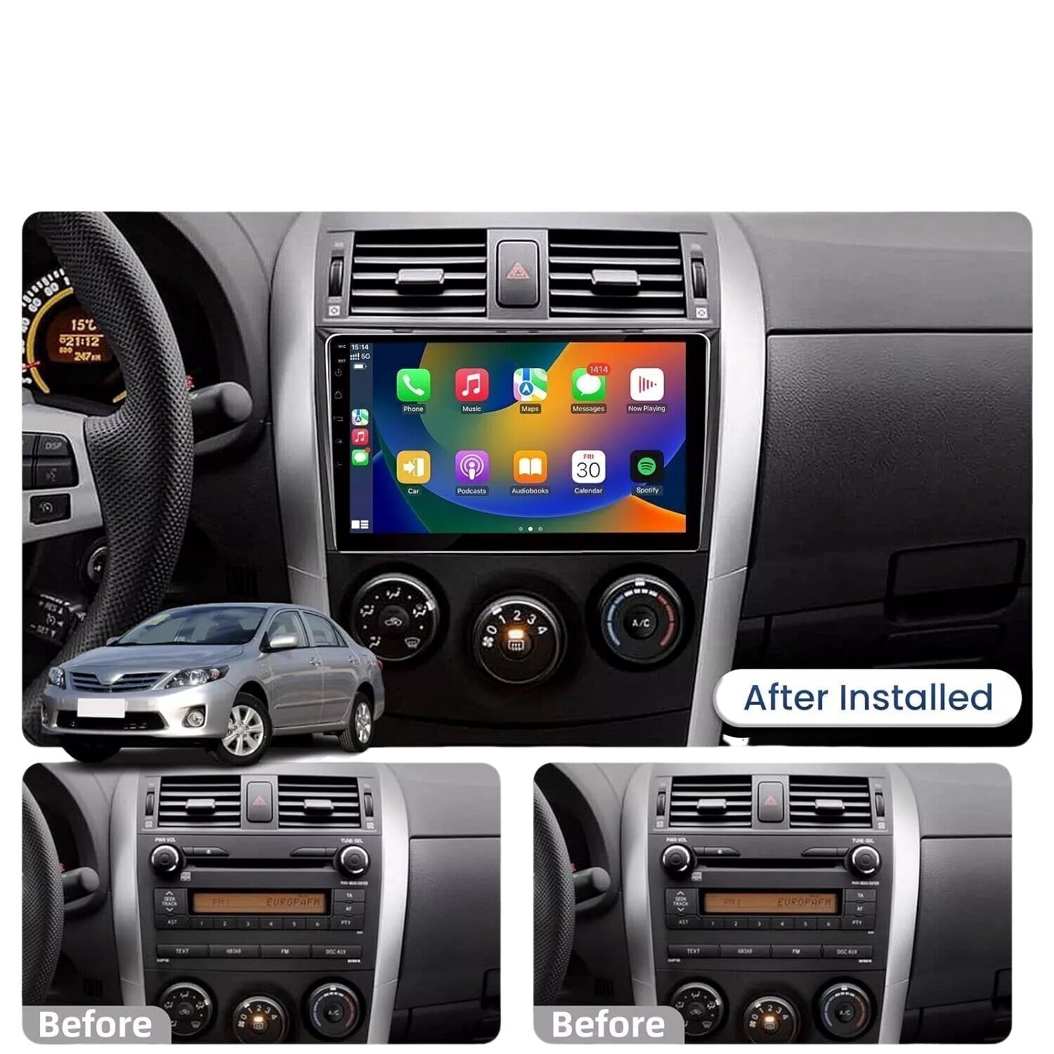 32G CARPLAY ANDROID 13 CAR STEREO RADIO GPS NAVI BT for TOYOTA for COROLLA 2009-2013