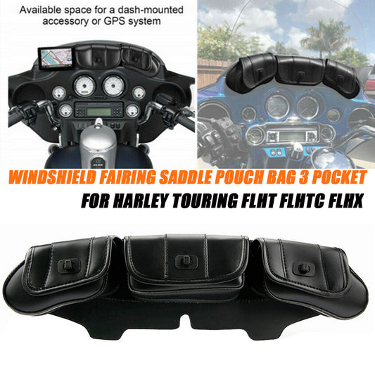 Motorcycle windshield bag saddle 3-pocket fairing for 96-13 for Harley Touring