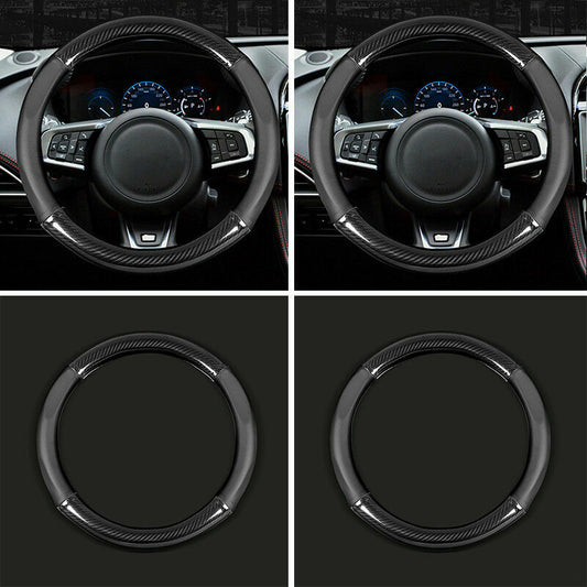Carbon Fiber Interior Car Steering Wheel Cover Decor for Jaguar F-PACE 2016-2020