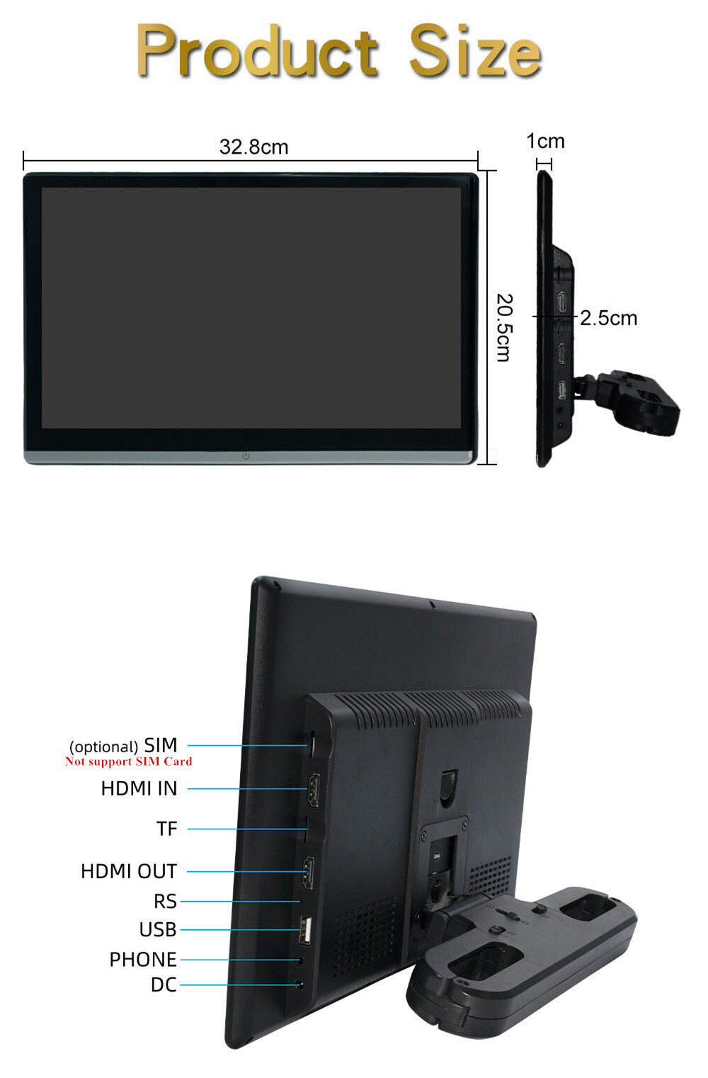 2Pcs Car Rear Headrest Monitor Player Touch Screen BT 1080P WIFI 4+64G 13.3in