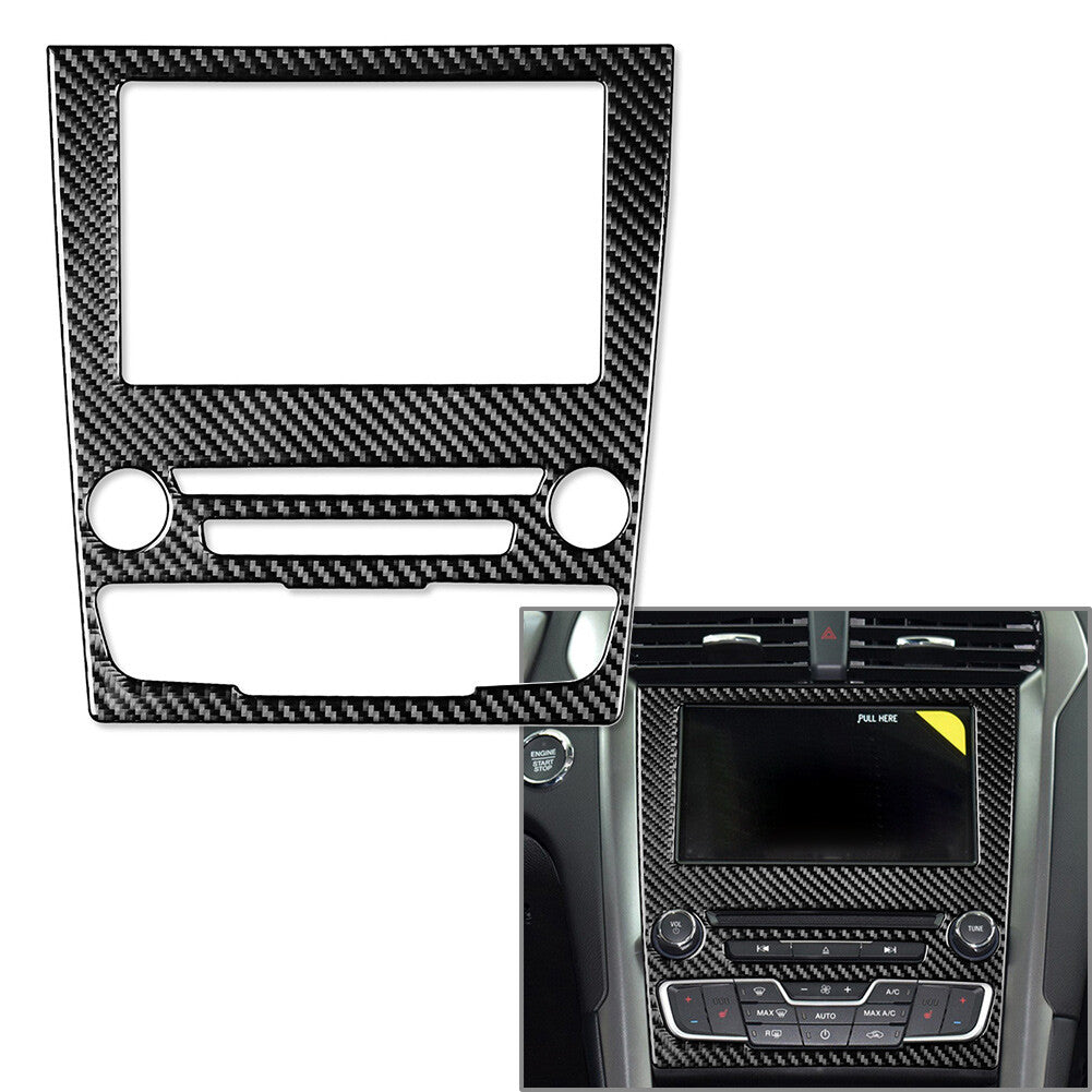 GPS Navigation Panel Cover Trim Fit for Ford Mondeo 2013-2019 Carbon Fiber Black
