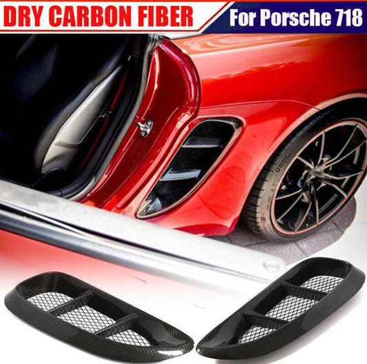 Carbon fiber is used for the side vent mudguard air intake covers of the for Porsche 718 Cayman.