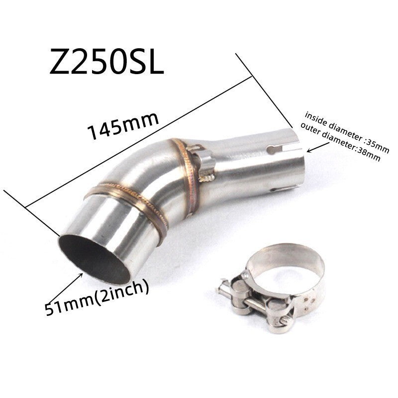 Motorcycle Exhaust Middle Link Pipe Slip-on Stainless Steel for Kawasaki Z250SL