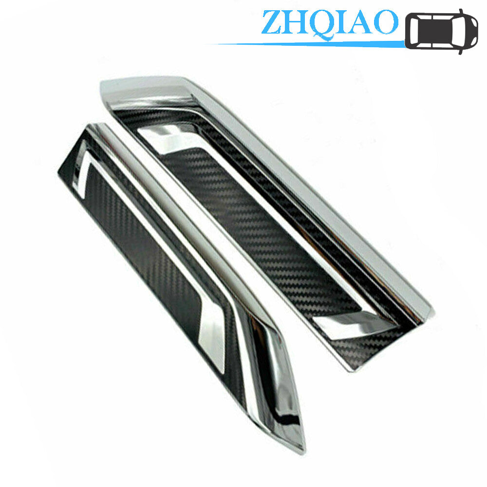 2pcs Carbon Fiber  Chrome Front Grille Stripes Cover Trim Fits for Toyota Rav4 2019