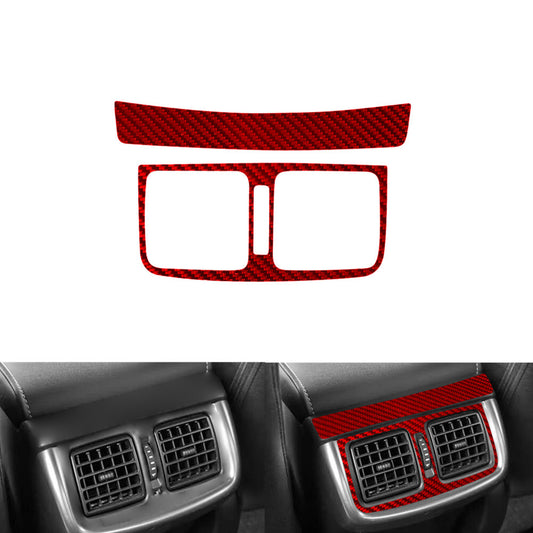 2X Red Carbon Fiber Rear Air Vent Outlet Cover Trim for Toyota Hilux 2015-2021