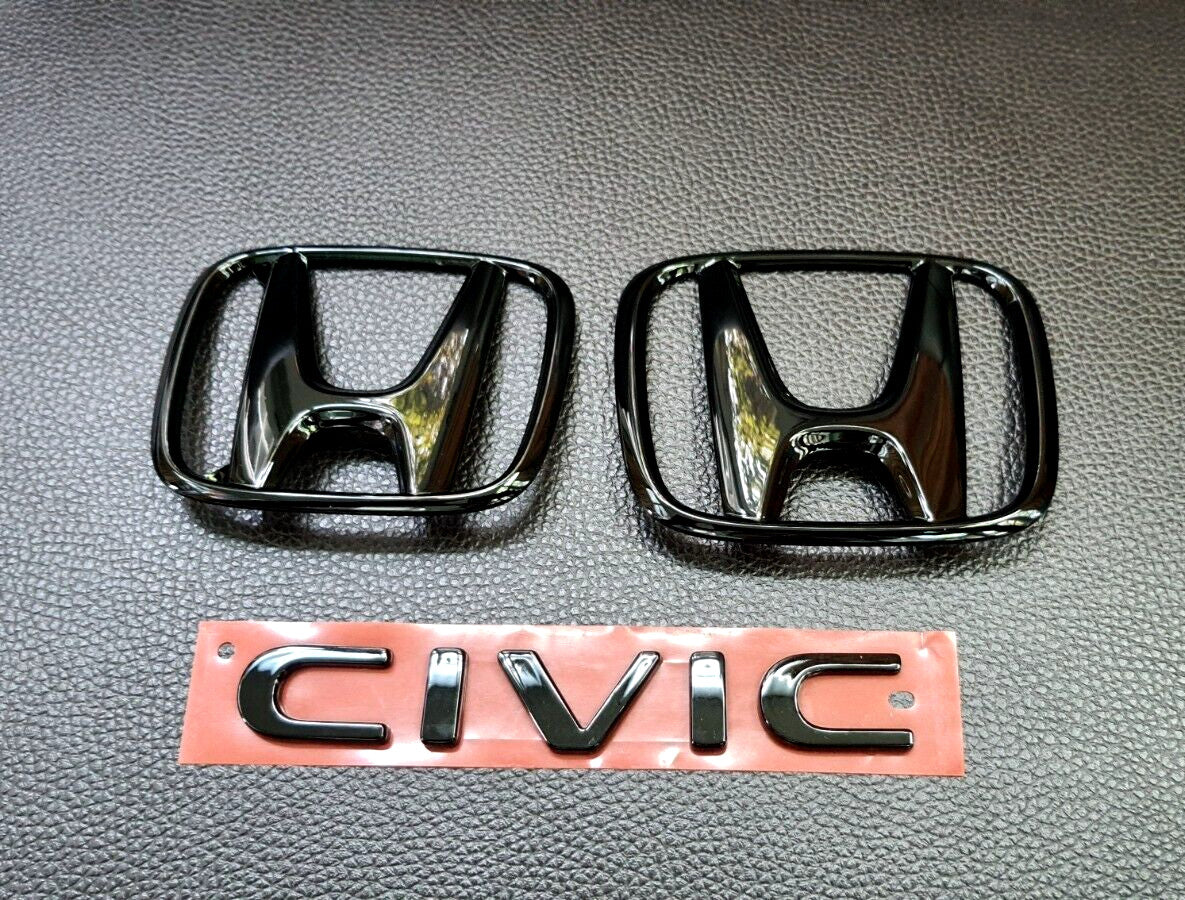 1SET H +1 for CIVIC FE BLACK GLOSSY LOGO EMBLEM BADGE for HONDA for CIVIC FE 2021-24