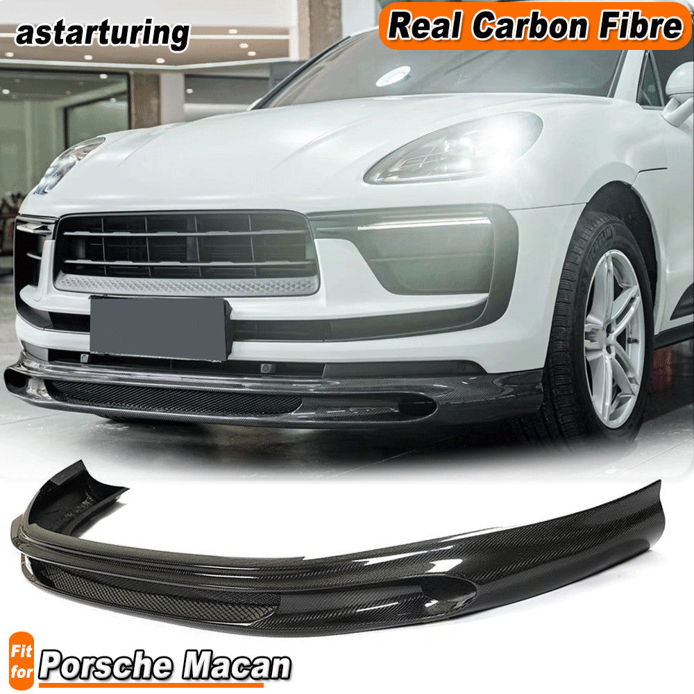 for Porsche Macan SUV 2022-2023 Real Carbon Fiber Front Bumper Lip Chin Spoiler