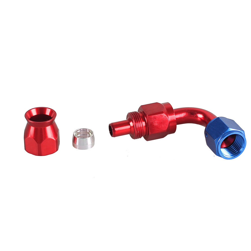 8AN PTFE Hose End Fittings 90 Degree Aluminum Swivel AN8 For PTFE Hose Only Red