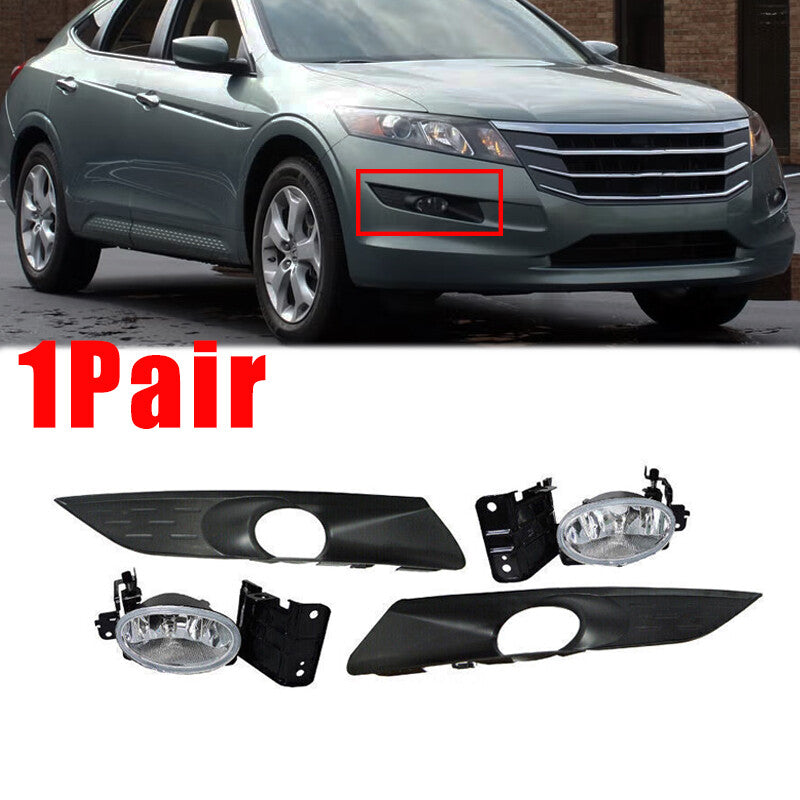 Front Bumper Fog Lights Lamp W/ Cover Bezel For 2010-2012 for Honda Accord Crosstour