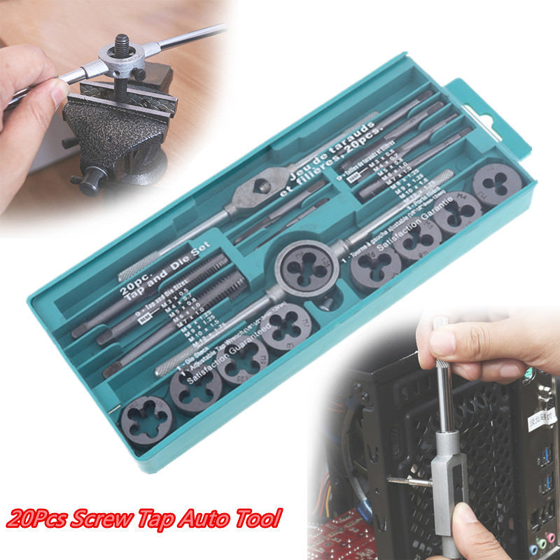 Car Screw Thread Repair Plastic Case 20x Tap And Die Set Hand Wrench Metric Tool