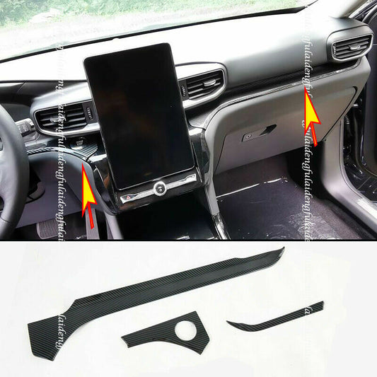 for Ford Explorer 20-2022 Carbon Fiber Center Console Dashboard Panel Cover Trim