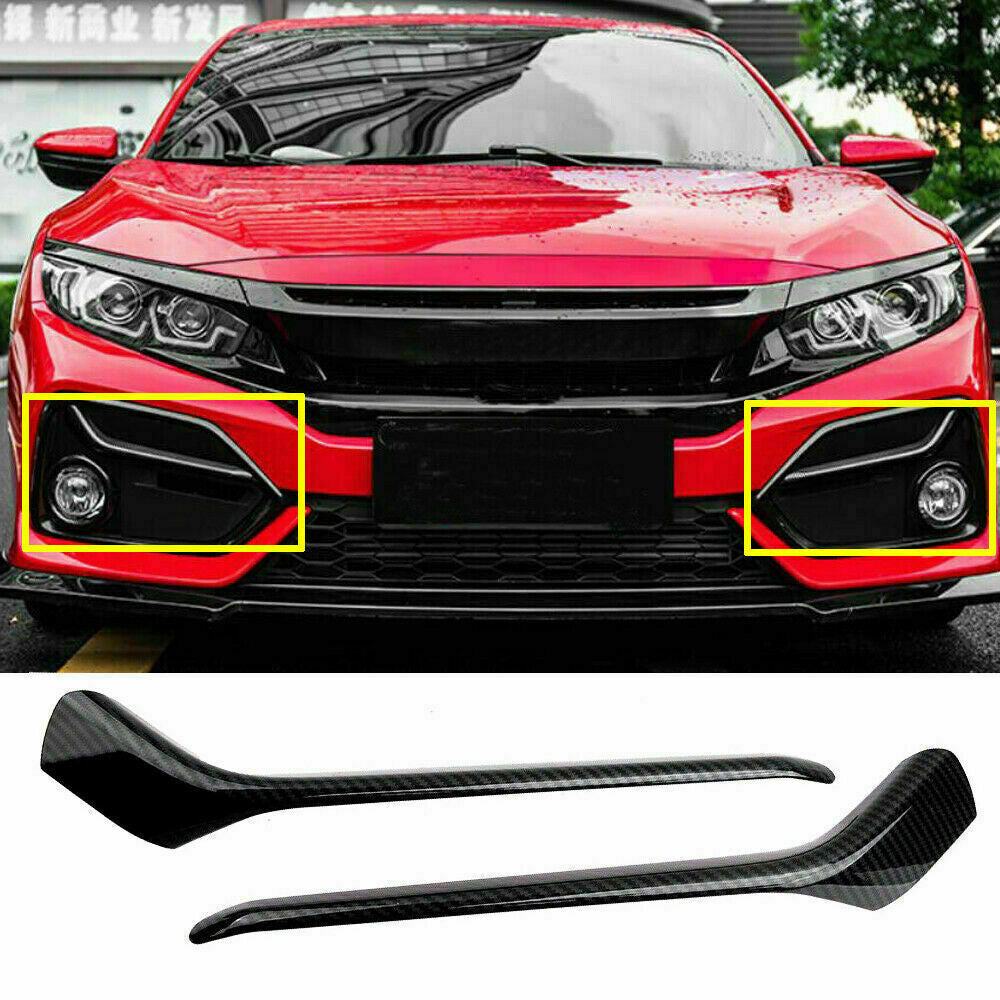 for Honda for Civic Hatchback 2017-2021 Carbon Fiber Rear Fog Light Lamp Strip Trims