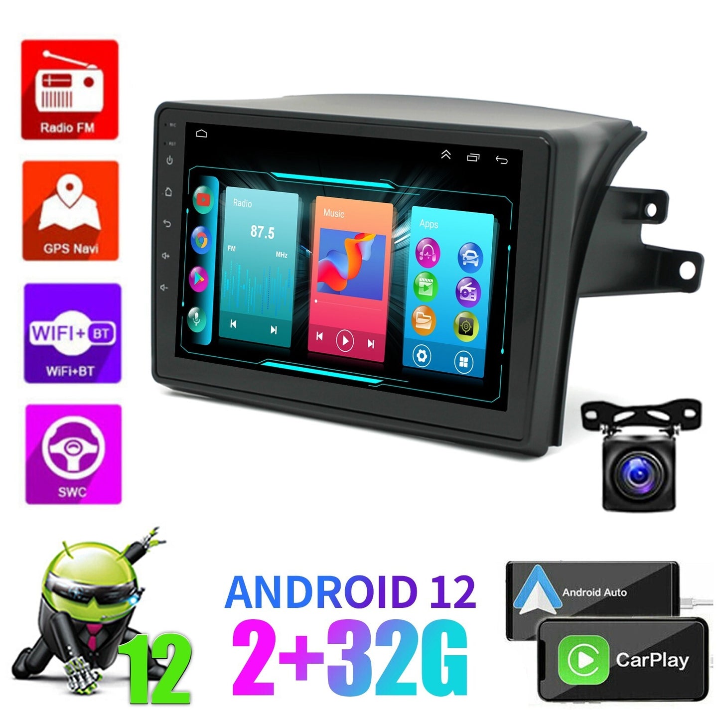 Android 12 for Toyota for Sienna 2004-2010: Wi-Fi, GPS, Apple CarPlay, Stereo Car Radio.