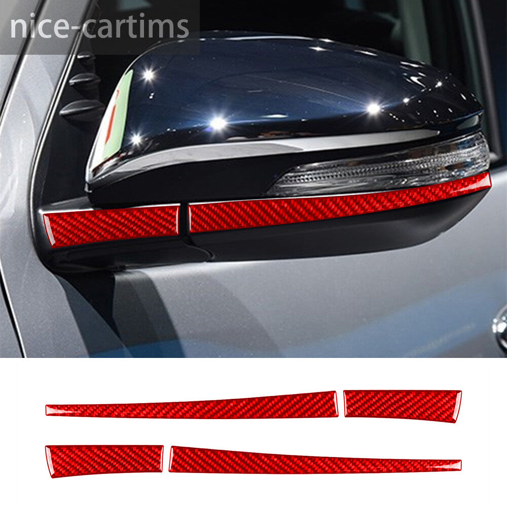 For Toyot@ Hilux Revo 2015-21 Side Rearview Mirror Strips Cover Red Carbon Fiber
