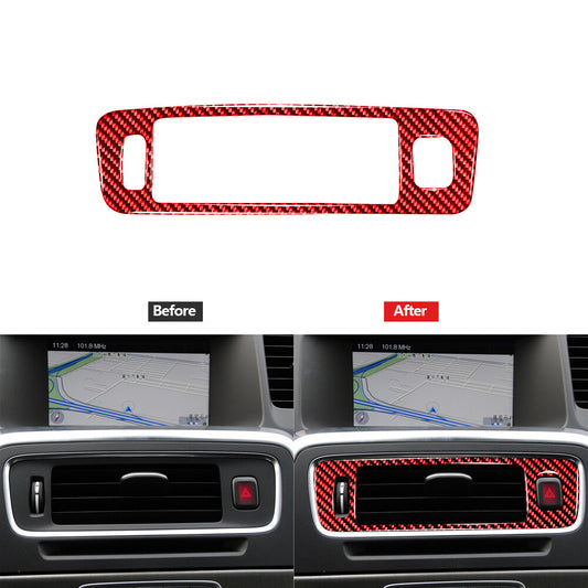 Red Carbon Fiber Center Air Vent Outlet Lower Cover Trim for Volvo V60 2010-2017