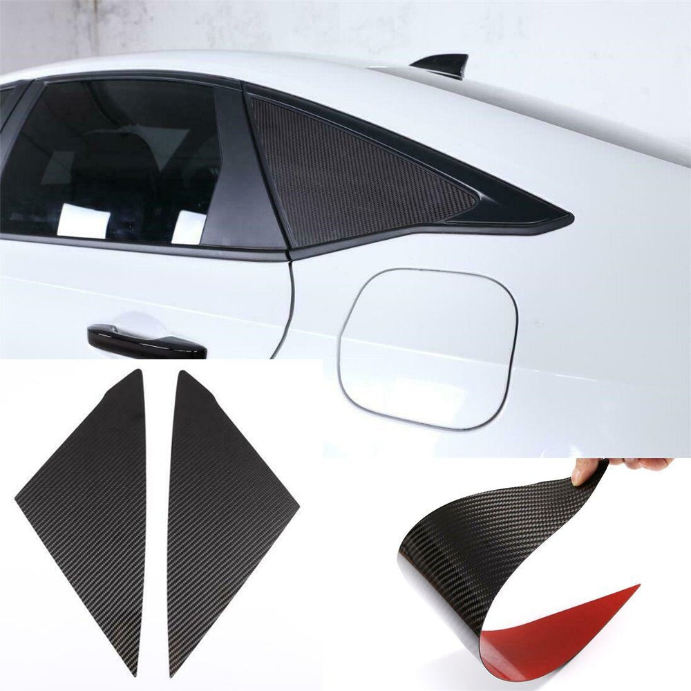 2¡ÁCarbon Fiber Rear Window Triangular Glass Cover for Honda for Civic 11th 2022 2023