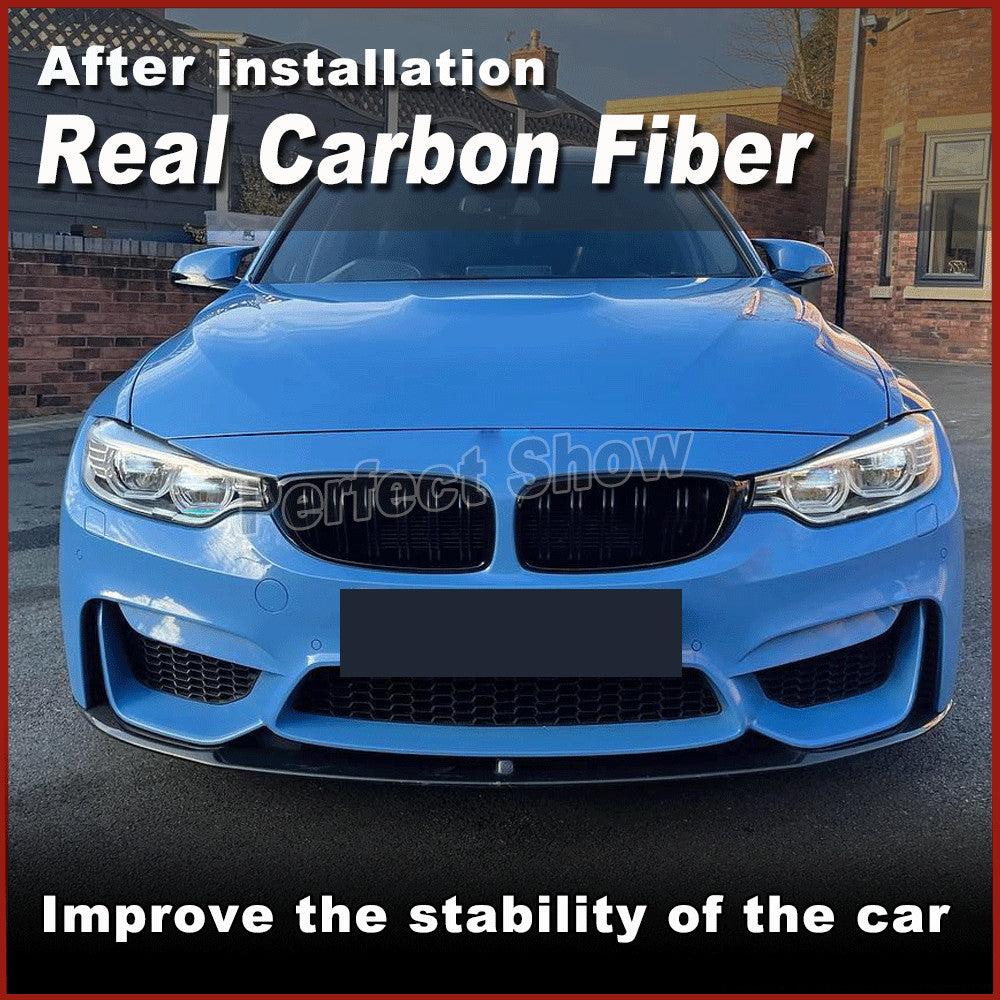 for BMW F80 M3 F82 F83 M4 14-19 REAL Carbon Fiber Front Bumper Lip Chin Spoiler