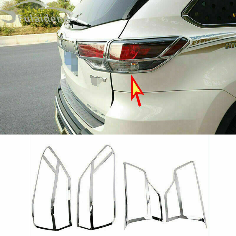 Chrome Rear Tail Light Frame Molding Cover Trim for Toyota Highlander 2014-2019