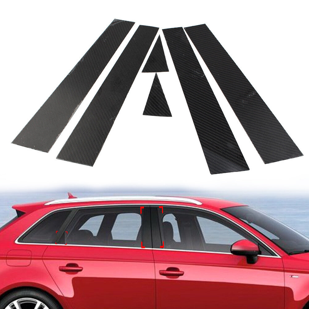 6 Pcs Car Exterior Door Window B Pillar Post Cover Trim for Audi A3 2014-2018