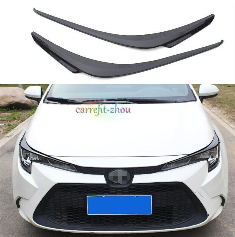 2P Gloss Black Front Headlight Eyebrows Eyelids Trim for Toyota for Corolla 20-24