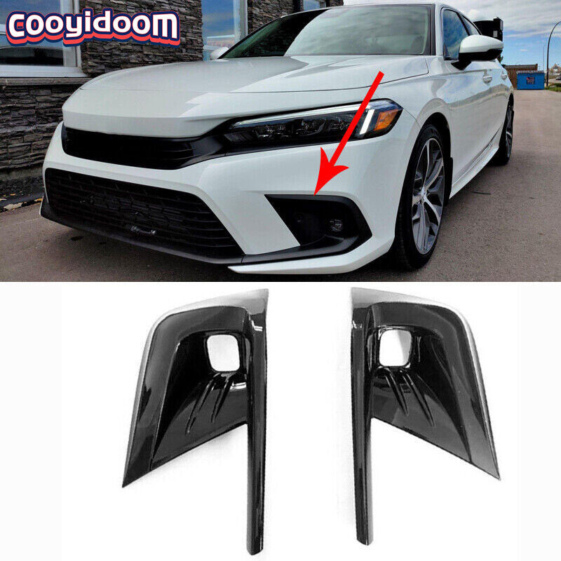 A pair of front fog light cover parts for the 11th generation 2022 for Honda for Civic .