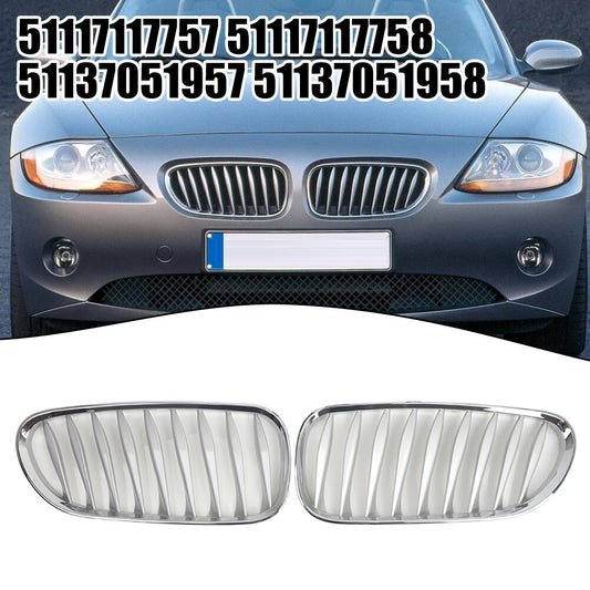 For Z4 E85 Coupe Convertible Silver Plating Front Kidney Grille 2003-2008