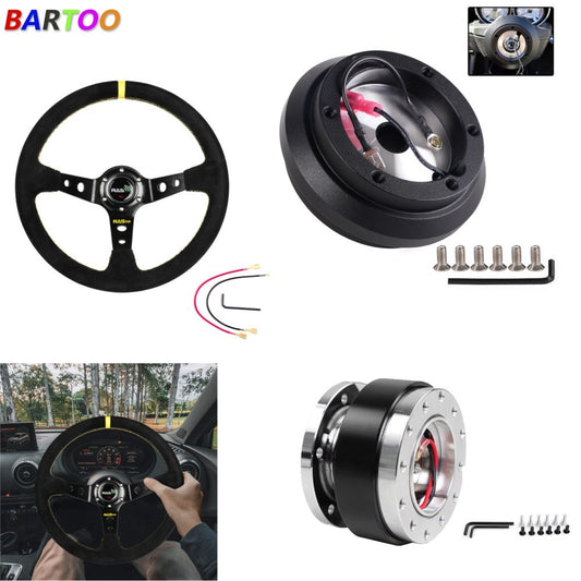 14IN Steering Wheel+Quick Release+Hub Adapter for Honda for Civic CRX 1986-1991