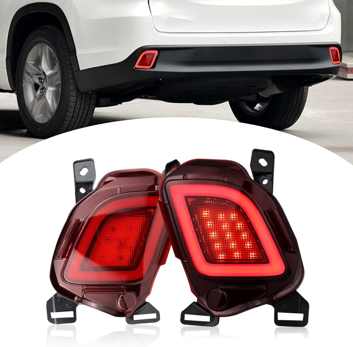 for Toyota Highlander 2014 2015-2019 LED Rear Light Bumper Lamp Reflector Brake