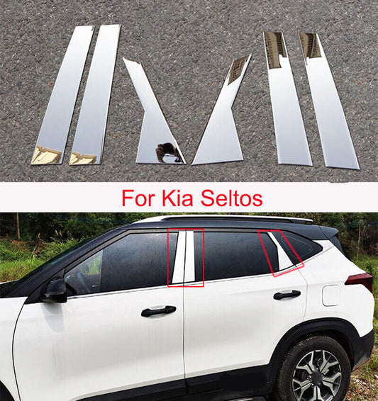 For 2019-2021 for Kia Seltos Stainless Car Window Pillar Posts Cover Protector Trim