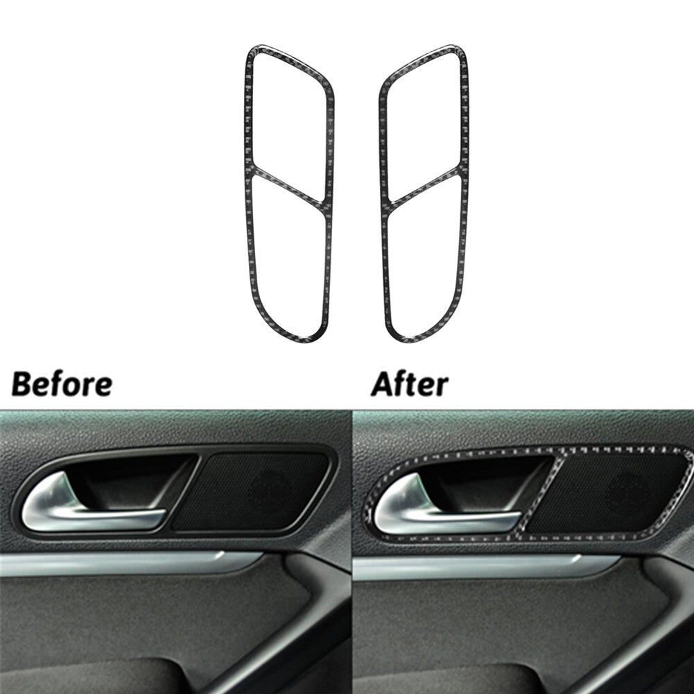 Carbon Fiber Rear Door Handle Frame Cover Trim for Volkswagen for Tiguan 2013-2017