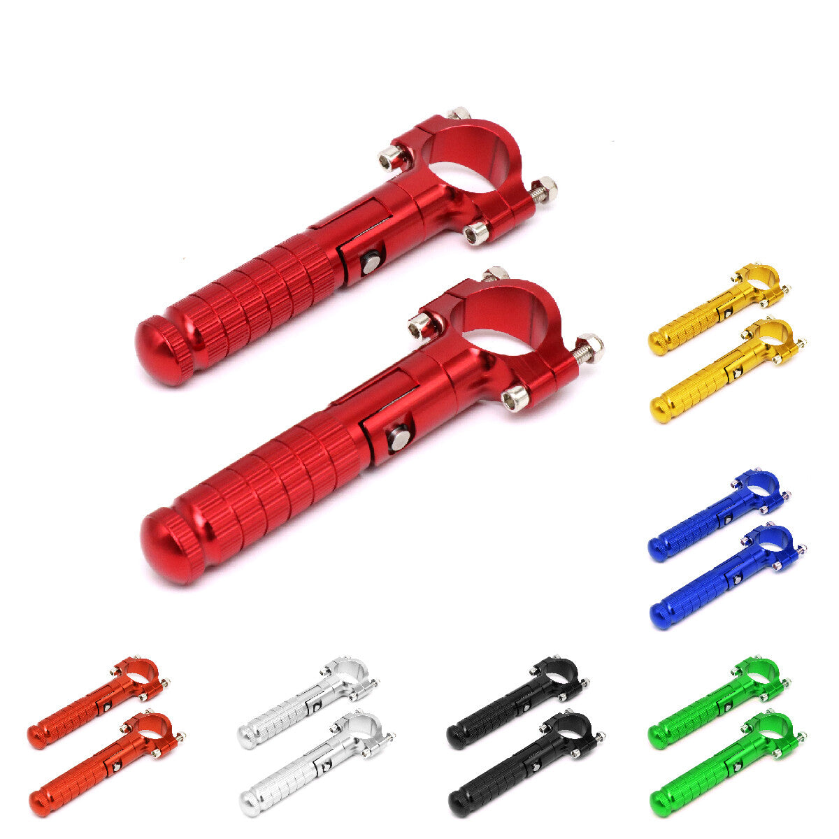 Folding foot spikes, pedal pads, and footstools made of CNC aluminum suitable for Honda , for Yamaha , and for Kawasaki .