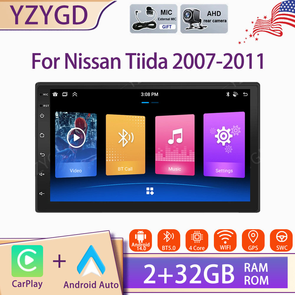 Android 14 for Nissan Tiida 2007-2011 Carplay 7Car Radio Stereo GPS Navi WIFI
