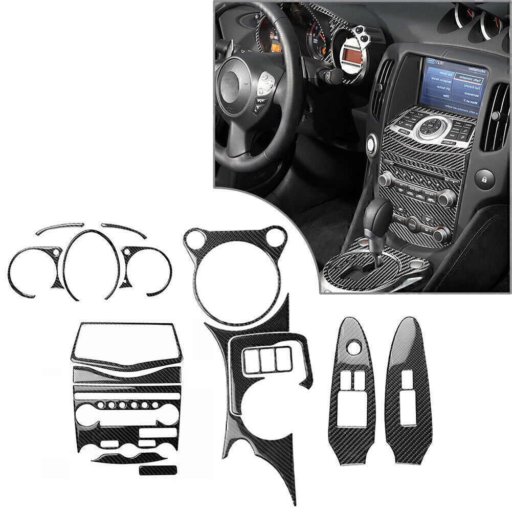17 Pcs Carbon Fiber Interior Decorative Cover Trim for Nissan 370Z 2009-2020