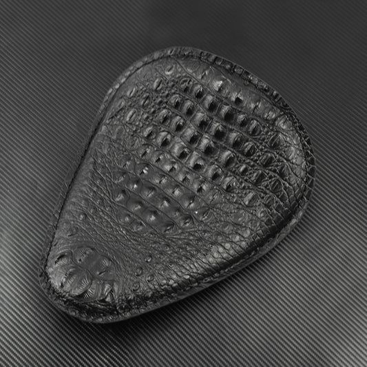 Alligator Emboss Solo Driver for Seat Fit for Harley Chopper Bobber Leather Black