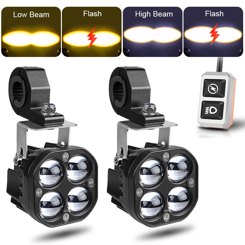 2x 60W LED Motorcycle Driving Fog Spot Light Auxiliary Lamp Hi/Lo Car Truck UTV
