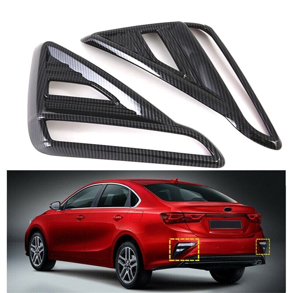 Fog light cover trim pair for Kia K3 Forte Cerato 2019 - 2022, made of ABS plastic carbon fiber.
