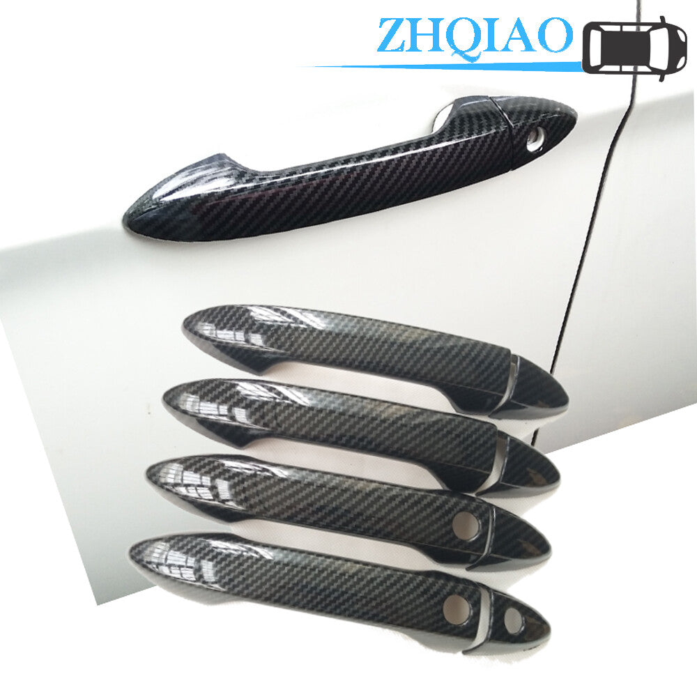 8pcs Carbon Fiber Water Dipping Print Door Handle ABS Cover Trim Fits Accord