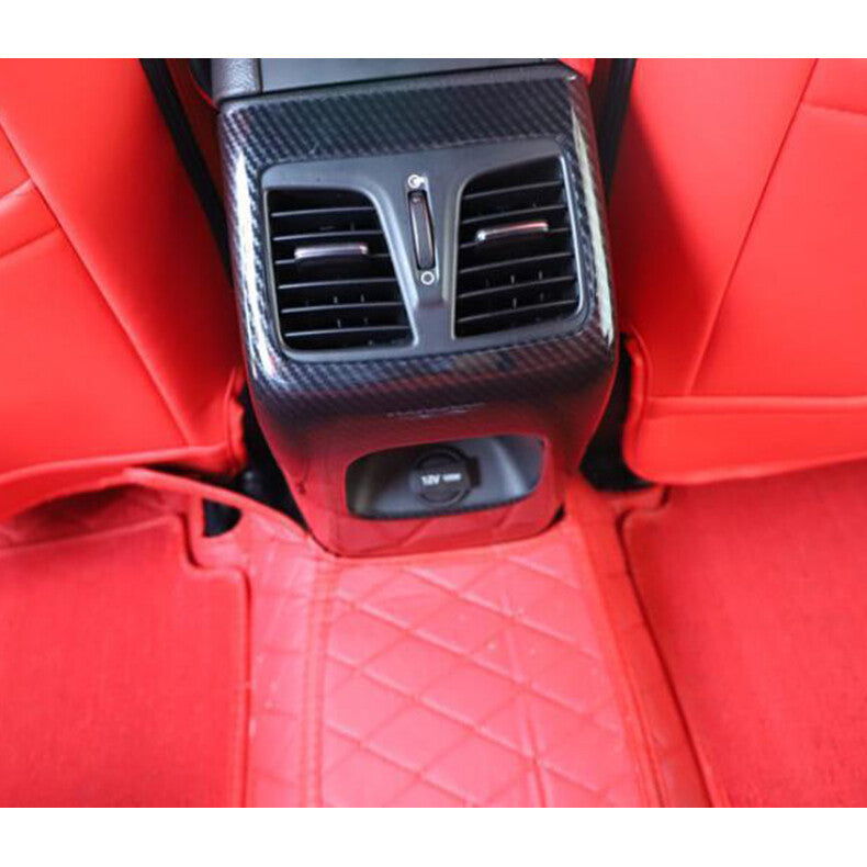 for Hyundai Sonata 2015-19 Carbon Fiber Rear Row Air Outlet Anti-kick Cover Trim